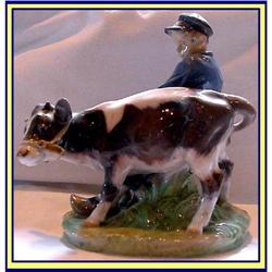 ROYAL COPENHAGEN FIGURE FARM BOY PULLING COW #1194637