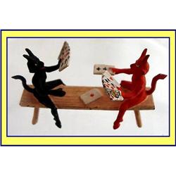VIENNA BRONZE 2 DEVILS PLAYING CARDS GAMBLING #1194640