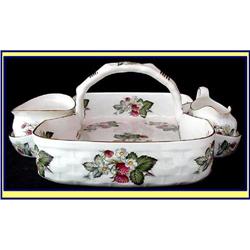 ENGLISH BONE CHINA STRAWBERRY SERVER BASKET #1194646