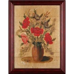 Three Red Roses -Oil on Panel #1207049