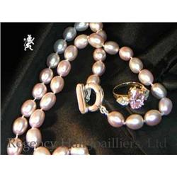 RHJ Soft Platinum color Genuine Pearls Pink #1207066