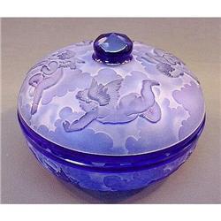 Czech Bohemian COBALT BLUE Cameo Candy Dish #1207078