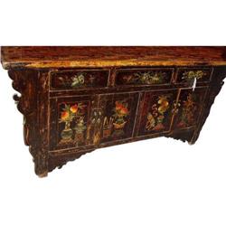 Superb Chinese Qing Dy. Wood Painting Sideboard#1207367