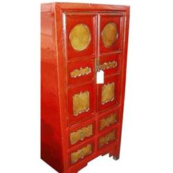 Chinese Qing Dy. Wood Painting Wardrobe  #1207377