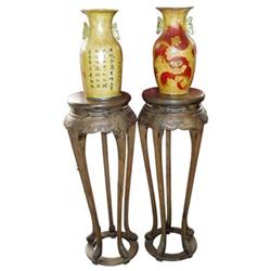 Superb Chinese Qing Dy. Wood Vase On Pedestal #1207402