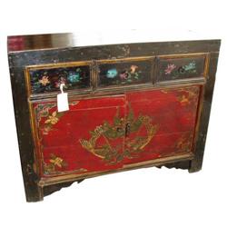 Superb Chinese Qing Dy. Wood Painting Cabinet #1207406