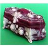 Image 1 : Incolay Stone Purple Jewelry Box w Cream Roses #1207595