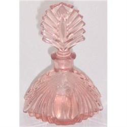Pink Depression Glass Art Deco Perfume Bottle  #1207648