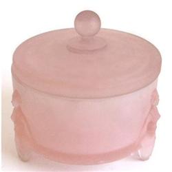 FLAPPERS Pink Satin Glass Art Deco Powder Jar #1207653
