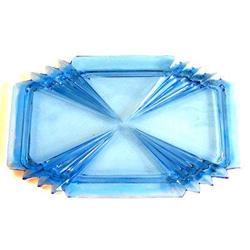 Bagley Ice Blue Glass Art Deco Vanity Tray #1207706