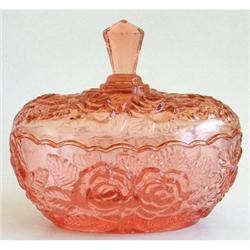 Pink Depression Glass ROSES Dresser Jar #1207707