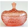 Image 1 : Pink Depression Glass ROSES Dresser Jar #1207707