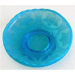 Star of David Blue Opalescent Beaded Glass Bowl#1207723