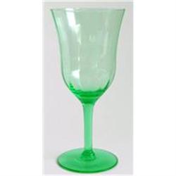 Green Depression Glass Panel Optic Goblets (7) #1207734