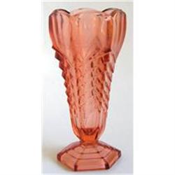 Davidson Pink Depression Glass Chevron Vase #1207737