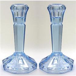 Blue Depression Glass Candlesticks #1207753