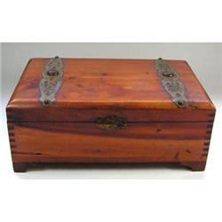 Old Metal Decorated Cedar Jewelry Box #1207763