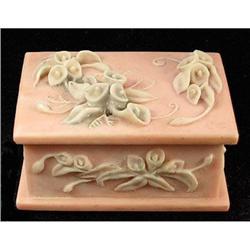 Incolay Pink Stone Trinket Box w Flowers #1207782