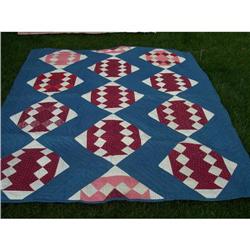 Antique Hand Quilted Calico Quilt #1207869