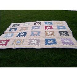 Antique Hand Quilted Calico Quilt #1207871