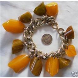 Vintage Bakelite butterscotch charm bracelet #1207998
