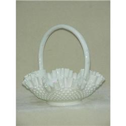 Milk Glass Hobnail Basket   #1208071