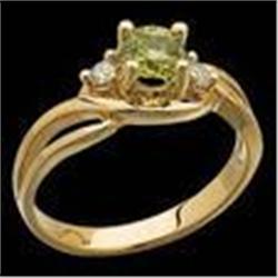14k Gold Ring PERIDOT w DIAMONDS #1213417