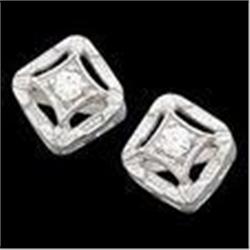 14K  WHITE Gold DIAMOND EARRINGS #1213425