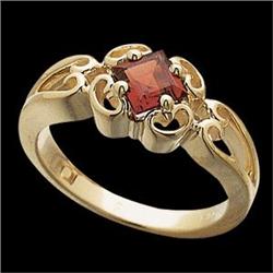 14k Gold Ring PRINCESS Cut GARNET  #1213441