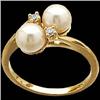 Image 1 : 14k Ring  CULTURED PEARLS  DIAMONDS #1213488
