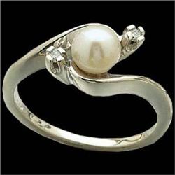 WHITEGold Ring PEARL w DIAMONDS #1213489