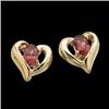Image 1 : 14k  Earrings GARNET in HEART Design   #1213500