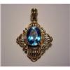 Image 1 : 10kt YELLOW GOLD BLUE TOPAZ PENDANT PEARL #1170702