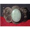 Image 1 : Silver bracelet with large green chalcedony #1170969