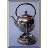 Image 1 : SILVER P TEA KETTLE ON STAND W BURNER 19C #1171343