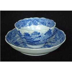 BLUE WILLOW TEABOWL & SAUCER  c 1800 #1182023