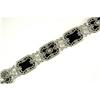 Image 1 : ANTIQUE BRACELET  BLACK ONYX w DIAMOND  8 inch #1195059