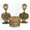 Image 1 : Ornate Ormolu Perfume Bottle & Jar Dresser Set #1195146