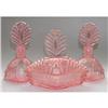 Image 1 : New Martinsville Pink Art Deco Glass Vanity Set#1195152