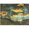 Image 1 : Acrylic on Velvet Fabric Sunset Landscape