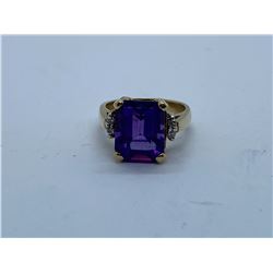 10K LADIES RING WITH AMETHYST AND DIAMONDS