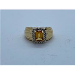 14K LADIES RING WITH CITRINE AND DIAMONDS