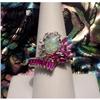 Image 1 : RUBIES DIAMONDS AND OPAL CUSTOM MADE RING #1172407