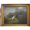 Image 1 : 19TH CENT OIL ON CANVAS - DOGS WITH A FOX #1172731