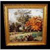 Image 1 : 1869 Ceramic Tile Oil Painting Paris French 19c#1173034