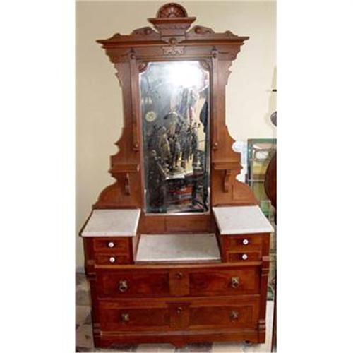 Marble 19c Victorian Eastlake vanity dresser 1173045