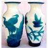 Image 1 : 2 PEKING CAMEO GLASS VASE CRANES DOVE FLOWERS #1183149