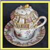 Image 1 : 18C FRENCH HP CERAMIC LIDDED CUP & SAUCER ROUEN#1183203