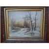 Image 1 : Oil painting on canvas featuring winter scene #1196282