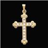 Image 1 : 14k Gold Pendant CROSS w DIAMONDS #1209482